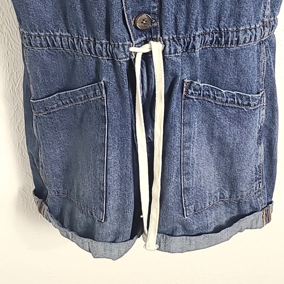 Aeropostale Denim Flight Suit Buttondown Romper with Drawstring Waist Size Large - Picture 5 of 9
